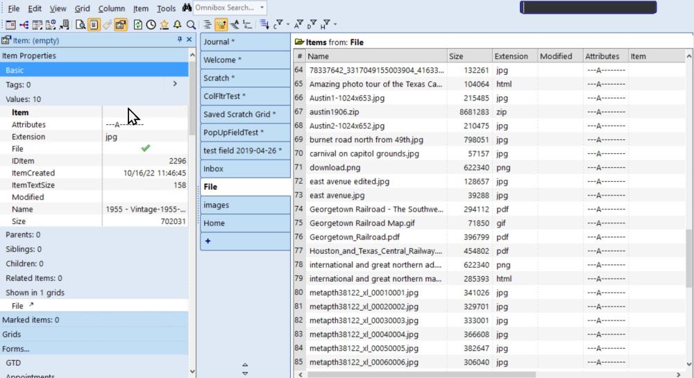 a sample filesystem grid