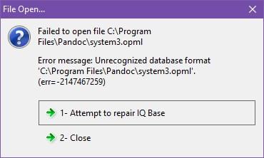 iq message on opening an OPML file