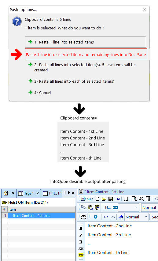 Paste into item + Doc Pane